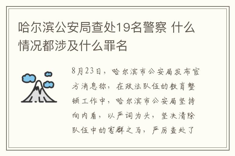 哈爾濱公安局查處19名警察 什么情況都涉及什么罪名