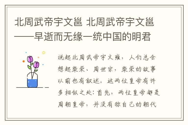 北周武帝宇文邕 北周武帝宇文邕——早逝而無緣一統(tǒng)中國的明君