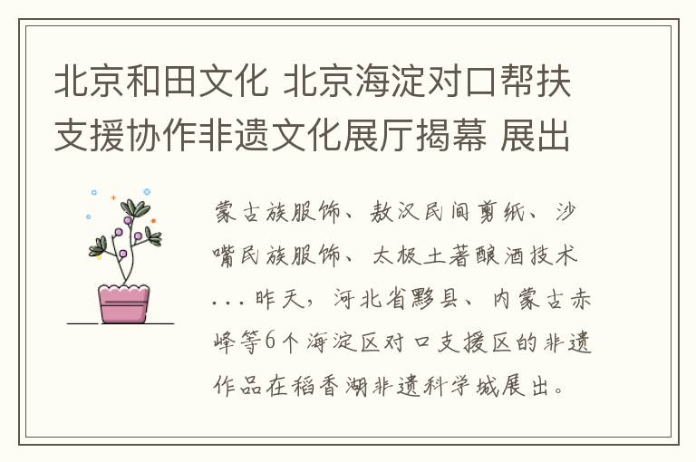 北京和田文化 北京海淀對口幫扶支援協(xié)作非遺文化展廳揭幕 展出了這些項目