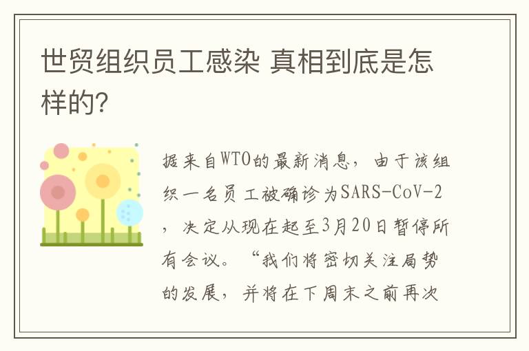 世貿(mào)組織員工感染 真相到底是怎樣的？