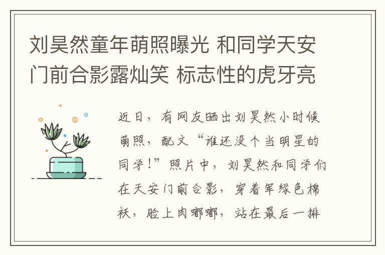 劉昊然童年萌照曝光 和同學天安門前合影露燦笑 標志性的虎牙亮了