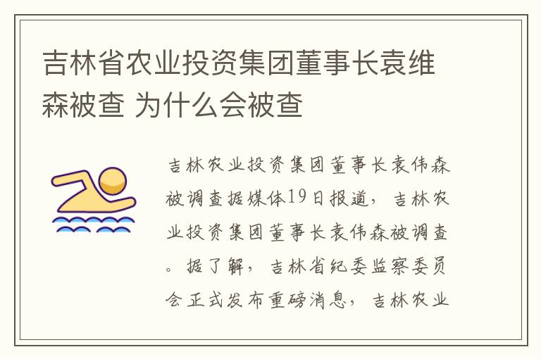 吉林省農(nóng)業(yè)投資集團(tuán)董事長袁維森被查 為什么會被查