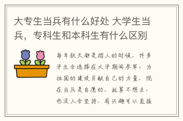 大專生當兵有什么好處 大學生當兵，?？粕捅究粕惺裁磪^(qū)別？真實答案扎心了