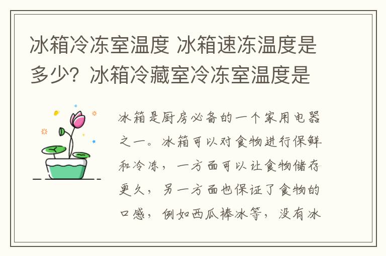 冰箱冷凍室溫度 冰箱速凍溫度是多少？冰箱冷藏室冷凍室溫度是多少