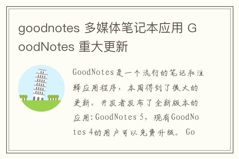 goodnotes 多媒體筆記本應(yīng)用 GoodNotes 重大更新