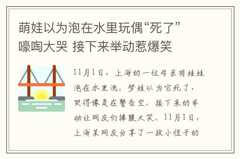 萌娃以為泡在水里玩偶“死了”嚎啕大哭 接下來舉動(dòng)惹爆笑