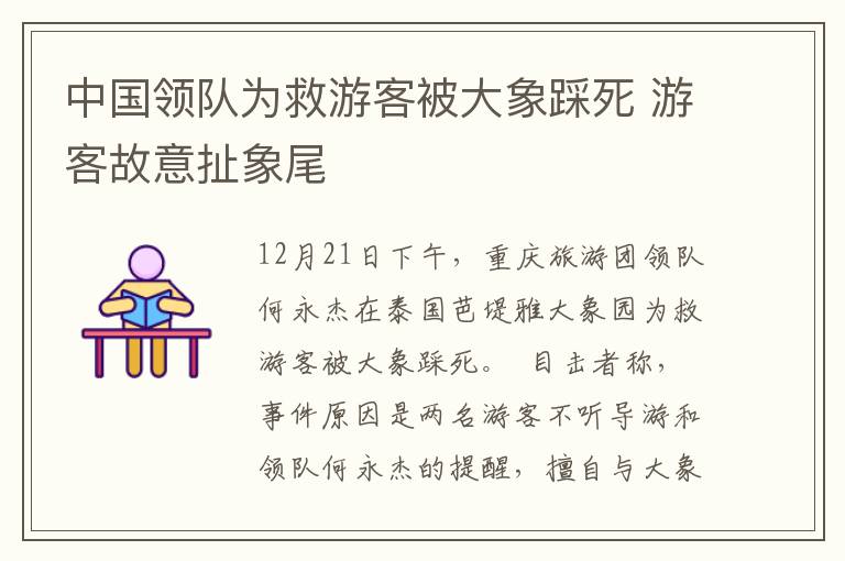 中國領(lǐng)隊為救游客被大象踩死 游客故意扯象尾