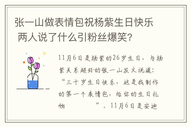 張一山做表情包祝楊紫生日快樂 兩人說了什么引粉絲爆笑?