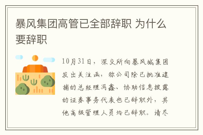 暴風(fēng)集團(tuán)高管已全部辭職 為什么要辭職