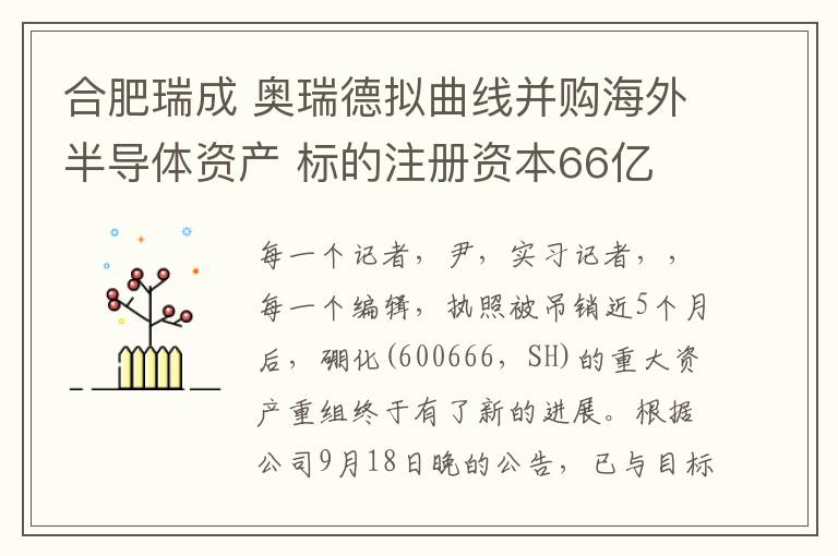 合肥瑞成 奧瑞德擬曲線(xiàn)并購(gòu)海外半導(dǎo)體資產(chǎn) 標(biāo)的注冊(cè)資本66億