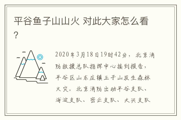 平谷魚子山山火 對此大家怎么看？