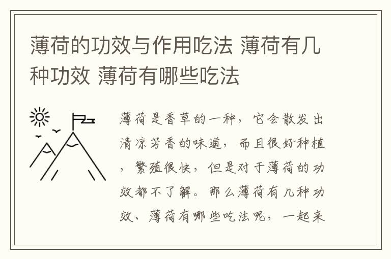 薄荷的功效與作用吃法 薄荷有幾種功效 薄荷有哪些吃法