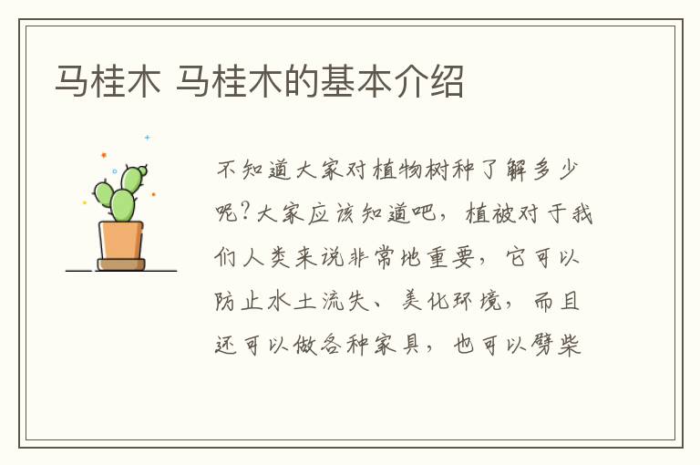 馬桂木 馬桂木的基本介紹