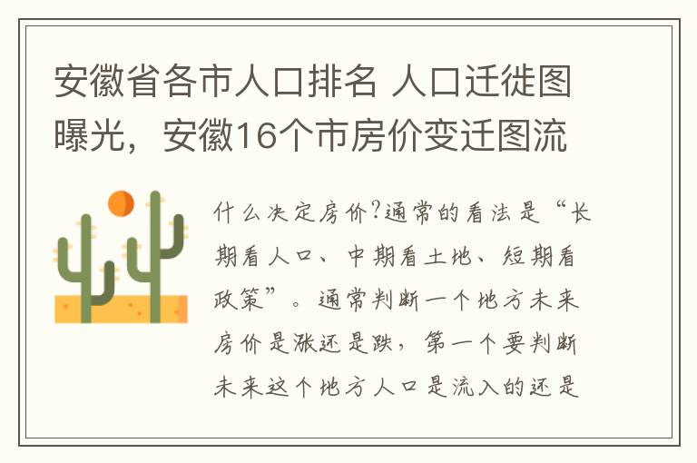 安徽省各市人口排名 人口遷徙圖曝光，安徽16個市房價變遷圖流出