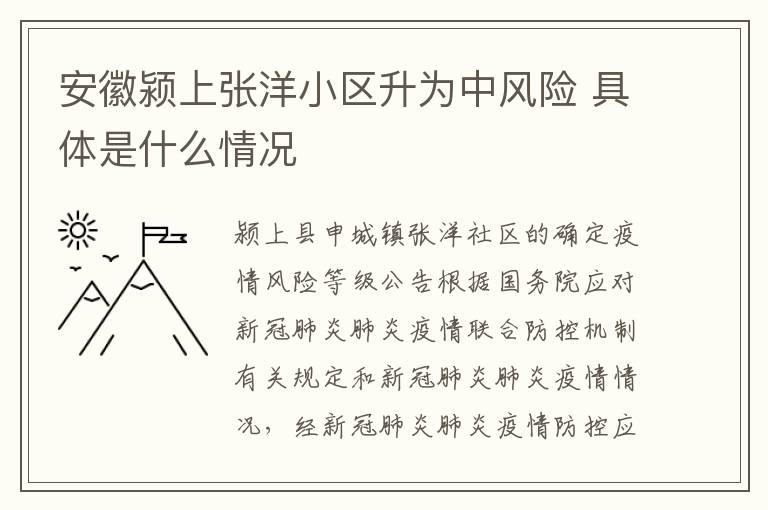 安徽潁上張洋小區(qū)升為中風(fēng)險(xiǎn) 具體是什么情況