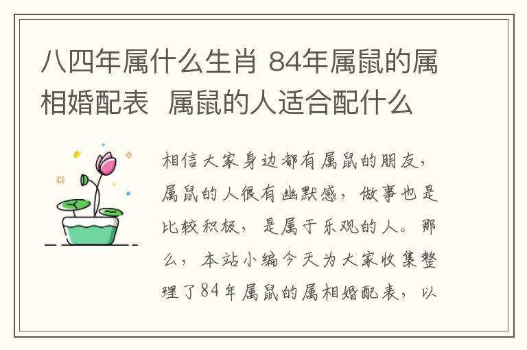 八四年屬什么生肖 84年屬鼠的屬相婚配表 屬鼠的人適合配什么屬相!