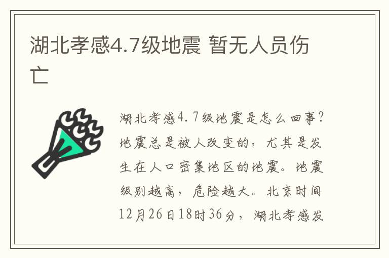 湖北孝感4.7級地震 暫無人員傷亡