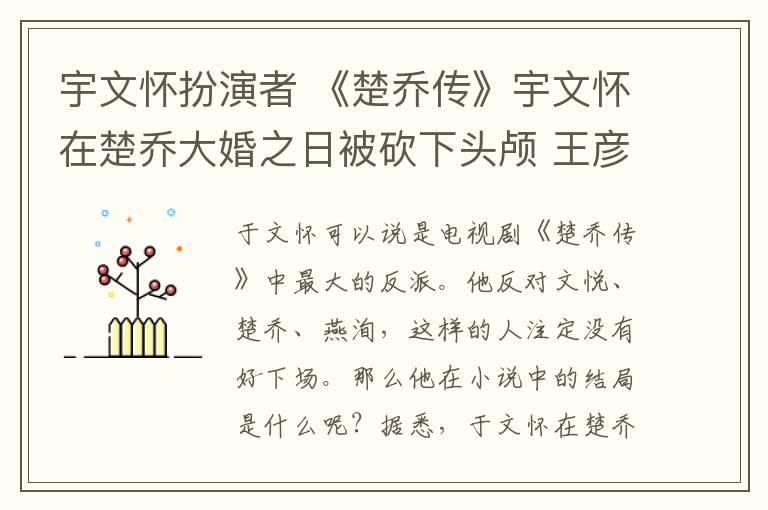 宇文懷扮演者 《楚喬傳》宇文懷在楚喬大婚之日被砍下頭顱 王彥霖戲拍完人格分裂