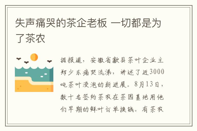 失聲痛哭的茶企老板 一切都是為了茶農(nóng)