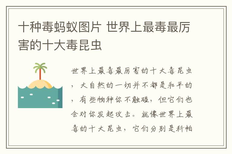 十種毒螞蟻圖片 世界上最毒最厲害的十大毒昆蟲