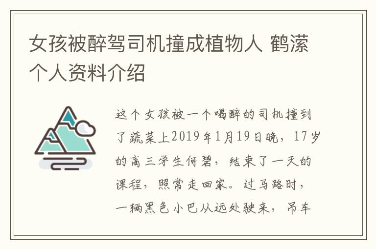 女孩被醉駕司機撞成植物人 鶴瀠個人資料介紹