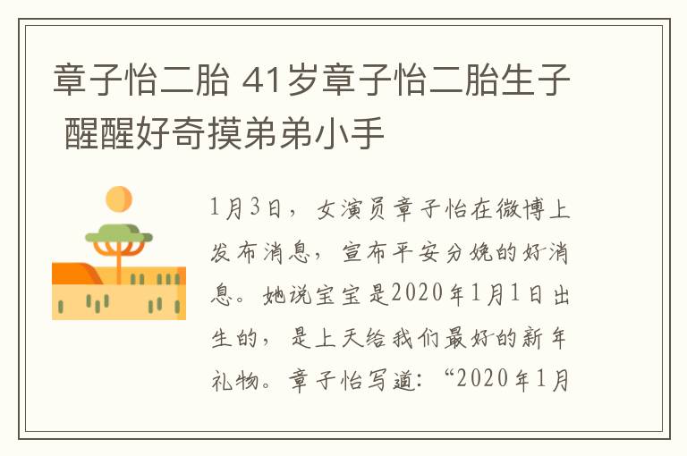 章子怡二胎 41歲章子怡二胎生子 醒醒好奇摸弟弟小手