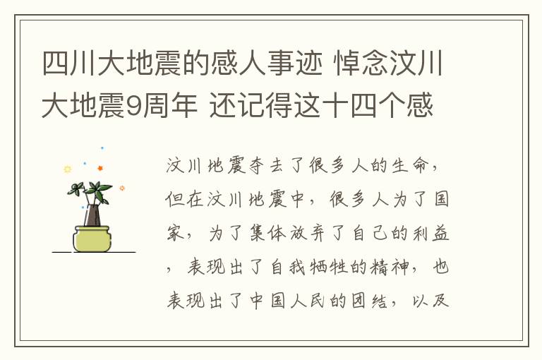 四川大地震的感人事跡 悼念汶川大地震9周年 還記得這十四個(gè)感人事跡嗎