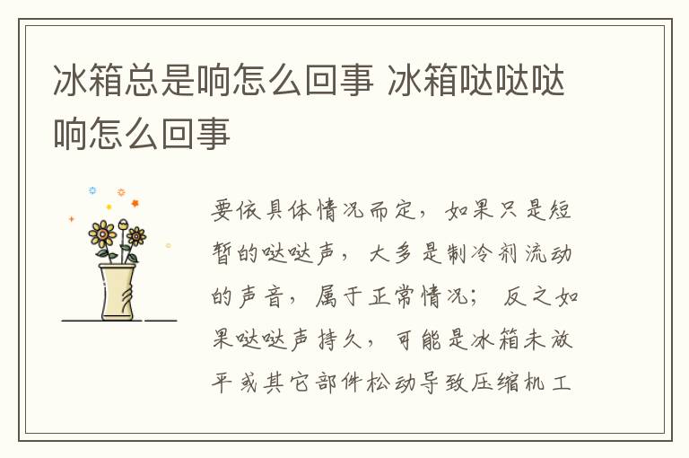 冰箱總是響怎么回事 冰箱噠噠噠響怎么回事