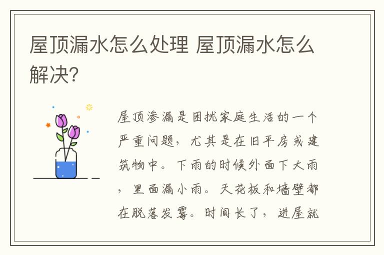 屋頂漏水怎么處理 屋頂漏水怎么解決？