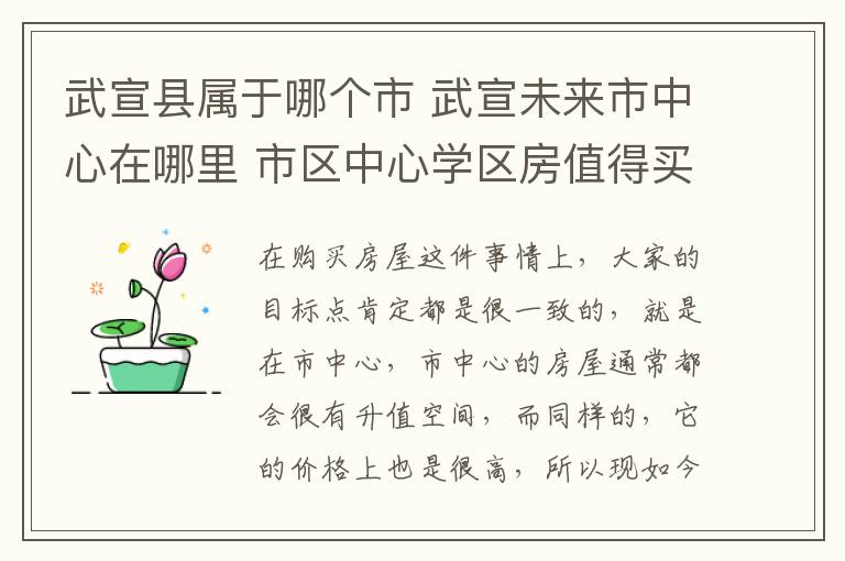 武宣縣屬于哪個(gè)市 武宣未來市中心在哪里 市區(qū)中心學(xué)區(qū)房值得買嗎