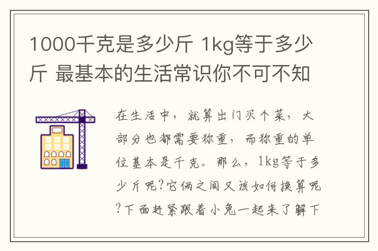 1000千克是多少斤 1kg等于多少斤 最基本的生活常識(shí)你不可不知!