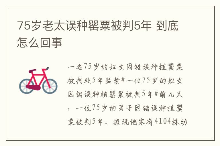 75歲老太誤種罌粟被判5年 到底怎么回事