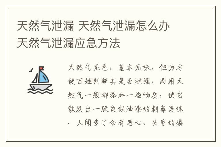 天然氣泄漏 天然氣泄漏怎么辦 天然氣泄漏應(yīng)急方法