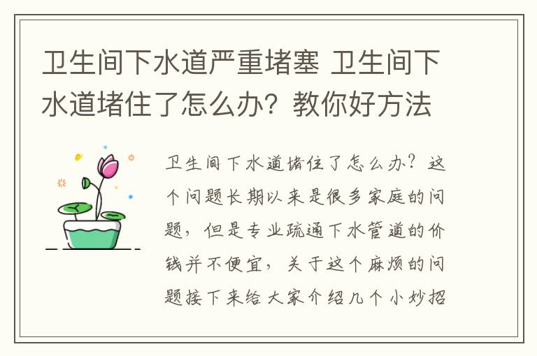 衛(wèi)生間下水道嚴(yán)重堵塞 衛(wèi)生間下水道堵住了怎么辦？教你好方法快速清理！