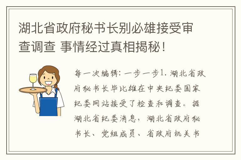 湖北省政府秘書長(zhǎng)別必雄接受審查調(diào)查 事情經(jīng)過真相揭秘！