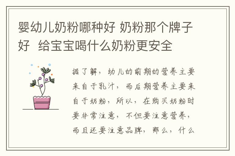 嬰幼兒奶粉哪種好 奶粉那個牌子好 給寶寶喝什么奶粉更安全