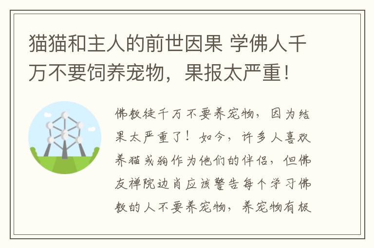 貓貓和主人的前世因果 學佛人千萬不要飼養(yǎng)寵物，果報太嚴重！