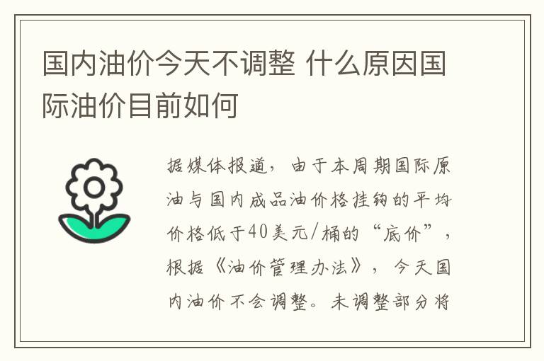 國內(nèi)油價今天不調(diào)整 什么原因國際油價目前如何