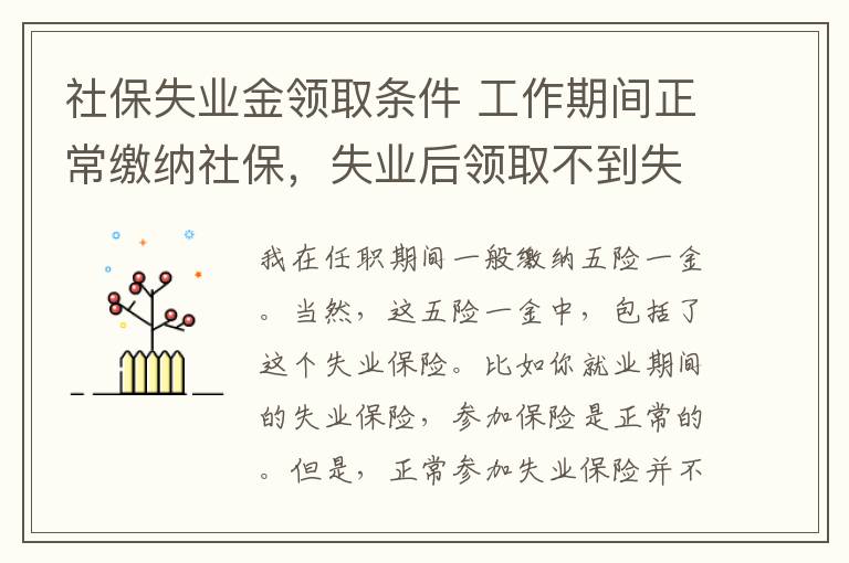 社保失業(yè)金領(lǐng)取條件 工作期間正常繳納社保，失業(yè)后領(lǐng)取不到失業(yè)金該怎么辦？