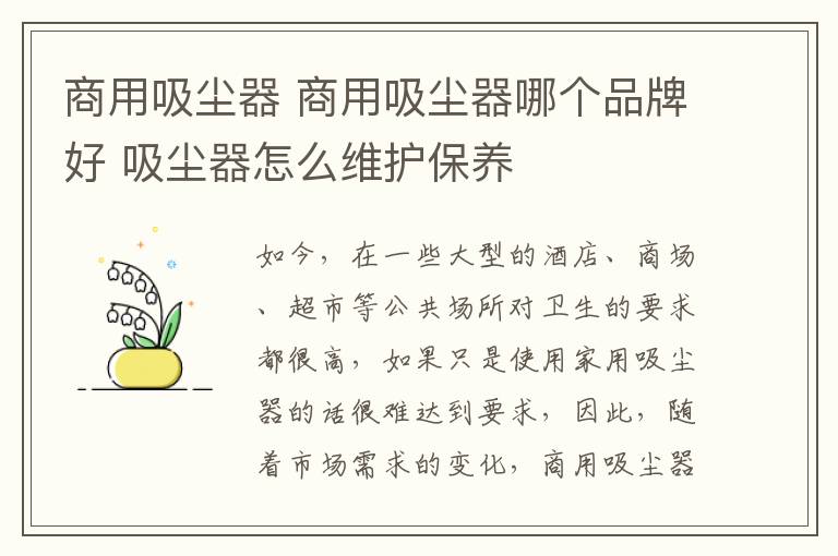 商用吸塵器 商用吸塵器哪個(gè)品牌好 吸塵器怎么維護(hù)保養(yǎng)