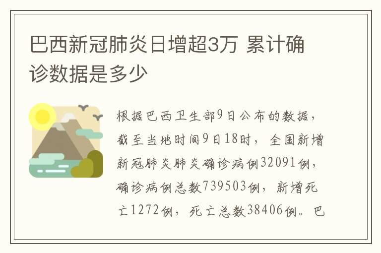 巴西新冠肺炎日增超3萬 累計(jì)確診數(shù)據(jù)是多少