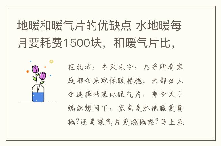 地暖和暖氣片的優(yōu)缺點 水地暖每月要耗費1500塊，和暖氣片比，誰更劃算？