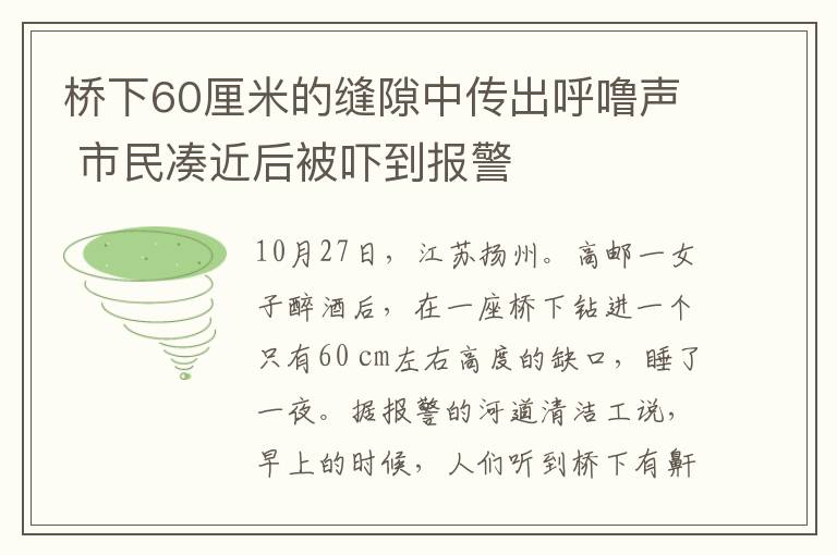 橋下60厘米的縫隙中傳出呼嚕聲 市民湊近后被嚇到報警