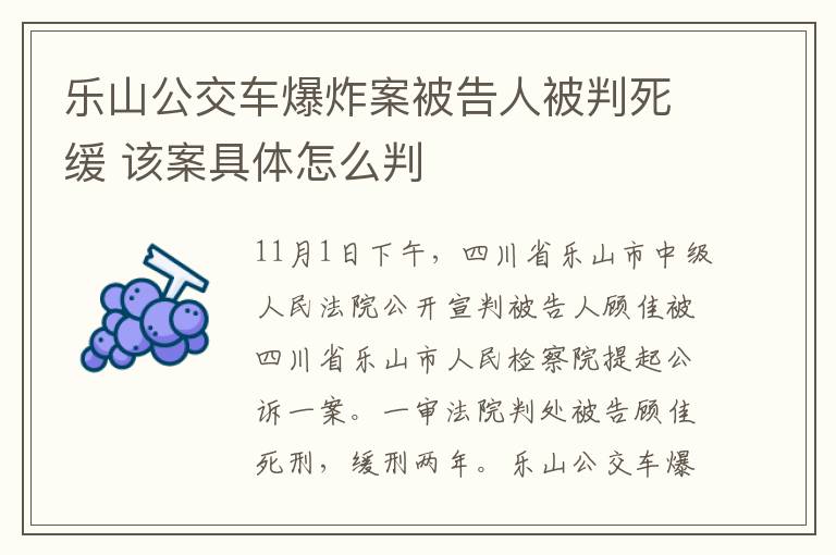 樂山公交車爆炸案被告人被判死緩 該案具體怎么判