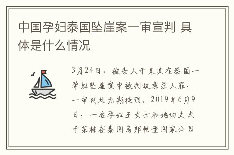 中國孕婦泰國墜崖案一審宣判 具體是什么情況