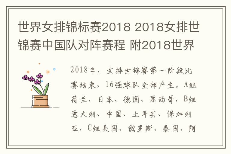 世界女排錦標(biāo)賽2018 2018女排世錦賽中國隊對陣賽程 附2018世界女排錦標(biāo)賽復(fù)賽賽程