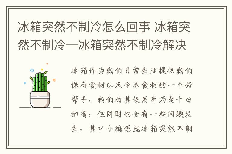 冰箱突然不制冷怎么回事 冰箱突然不制冷—冰箱突然不制冷解決方法