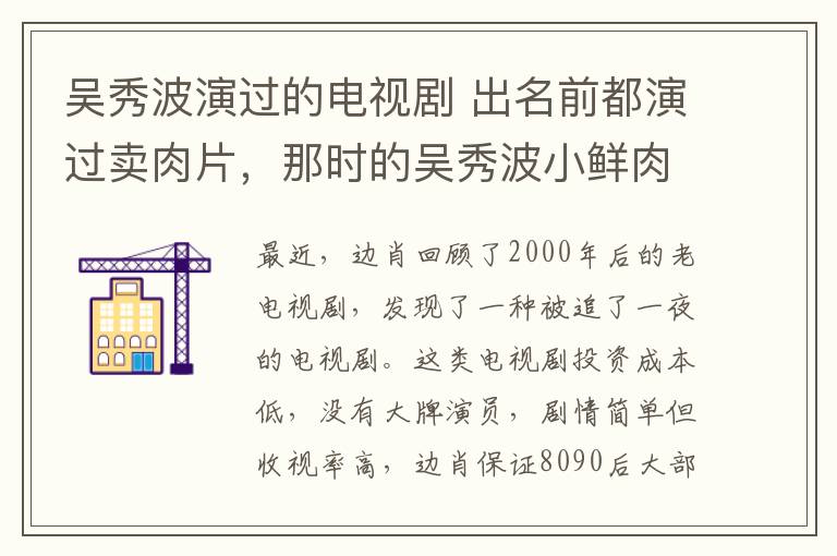 吳秀波演過的電視劇 出名前都演過賣肉片，那時的吳秀波小鮮肉，王鷗土的掉渣