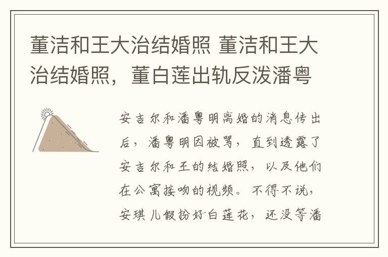 董潔和王大治結(jié)婚照 董潔和王大治結(jié)婚照，董白蓮出軌反潑潘粵明臟水