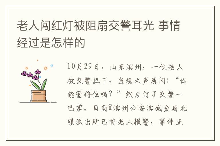 老人闖紅燈被阻扇交警耳光 事情經(jīng)過是怎樣的